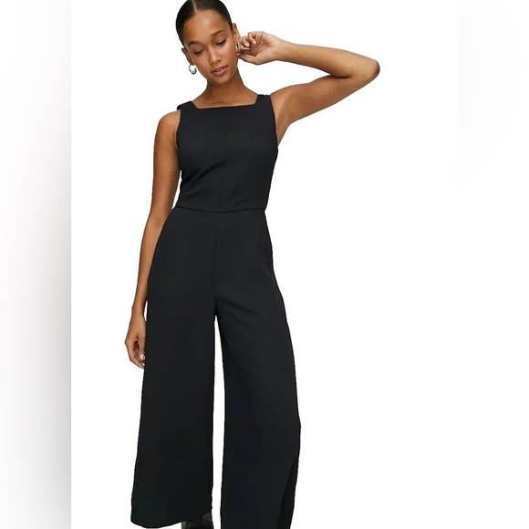Aritzia Wilfred Ecoulement Wrap Jumpsuit Sz 2 Black Tie Back Sleeveless - Picture 2 of 8